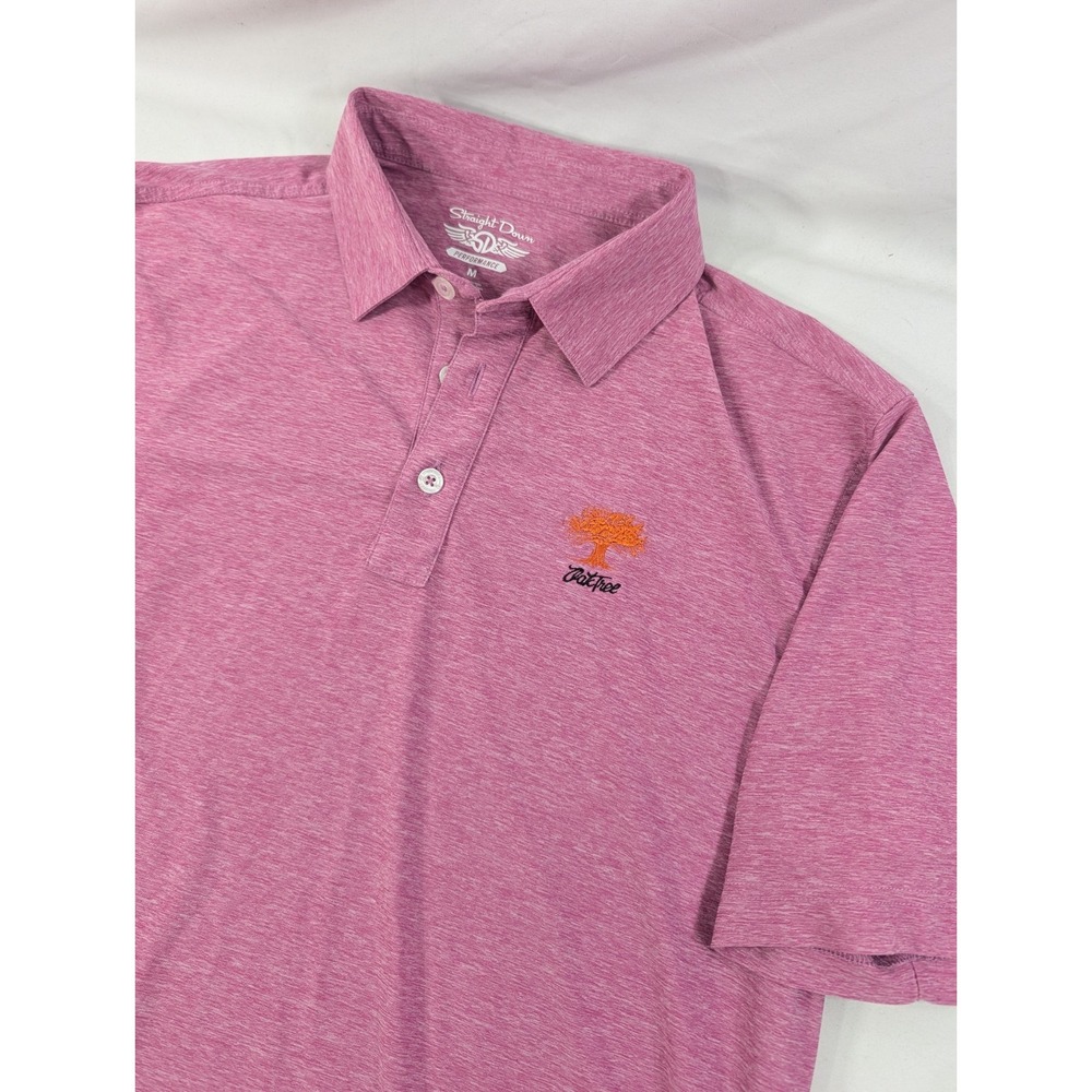 Straight Down Golf Polo Oak Tree National Dark Striped Pink Pullover Medium